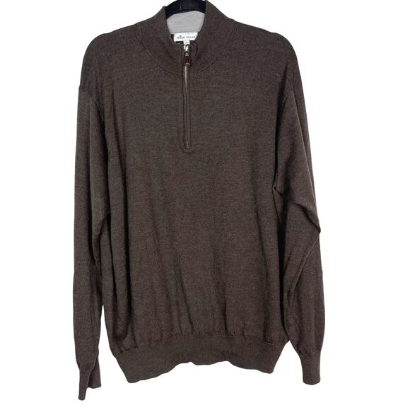 Peter Millar Mens XXL Brown Crown Soft Merino Wool Silk Quarter Zip Sweater 2XL - Picture 1 of 9